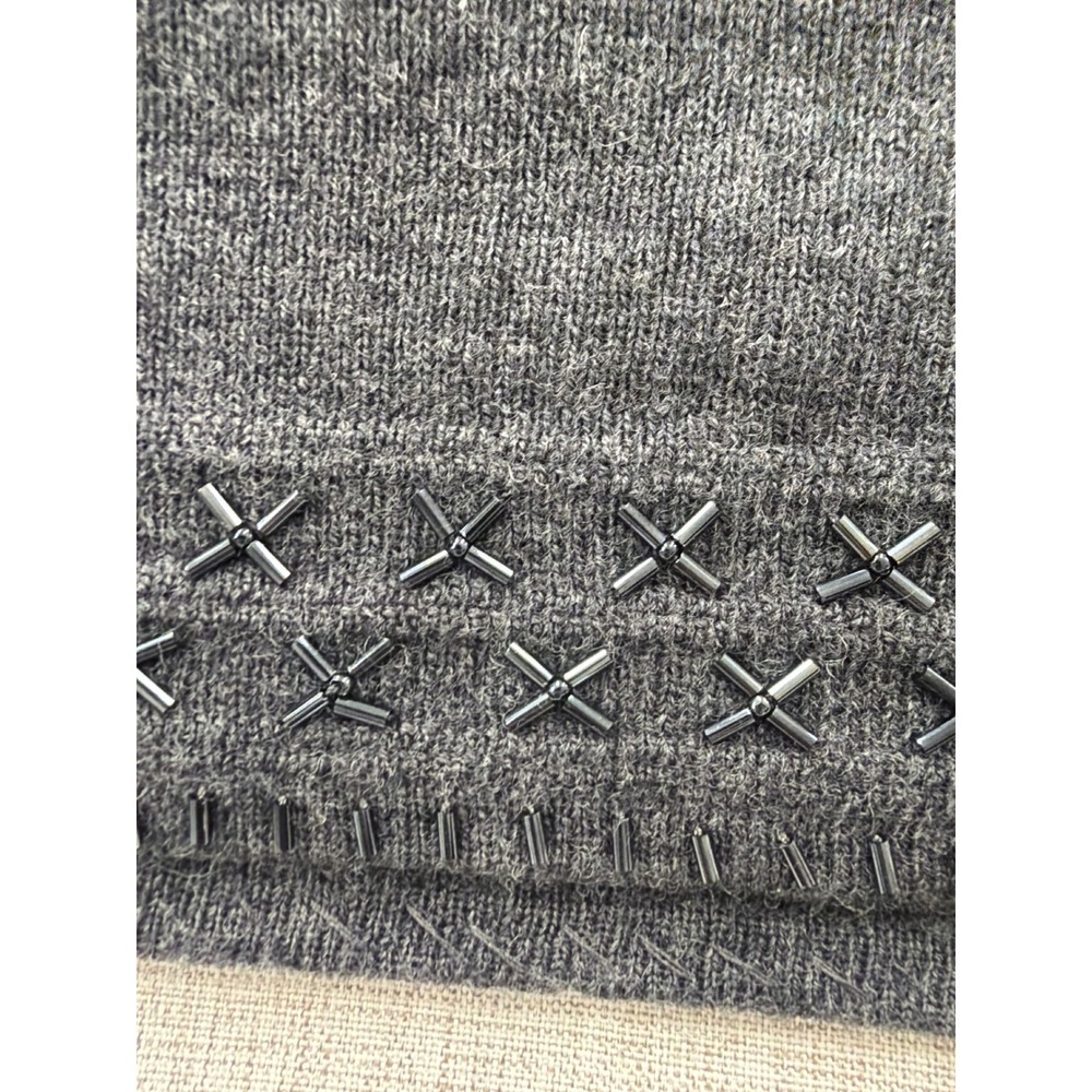 Vintage 100% Merino Wool Beaded Embellished Knit Camisole Tank 1X Plus Size Fall - Picture 7 of 10